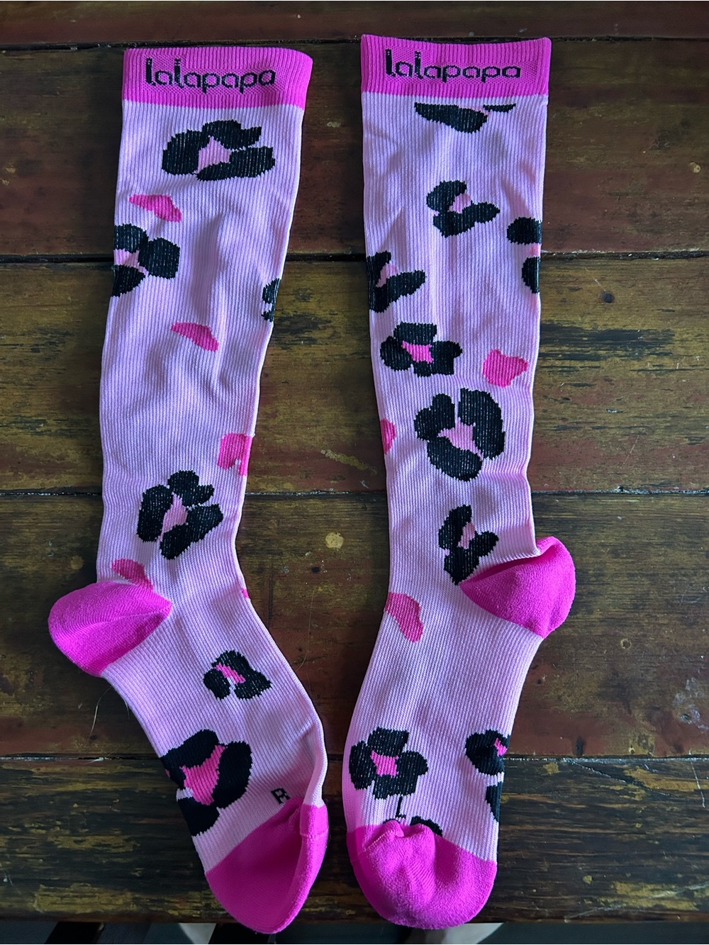 Pink Leopard Print Knee-High Socks